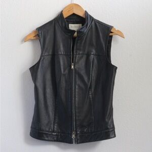 Hugo Buscati Black Sleeveless Moto Leather Zip Vest